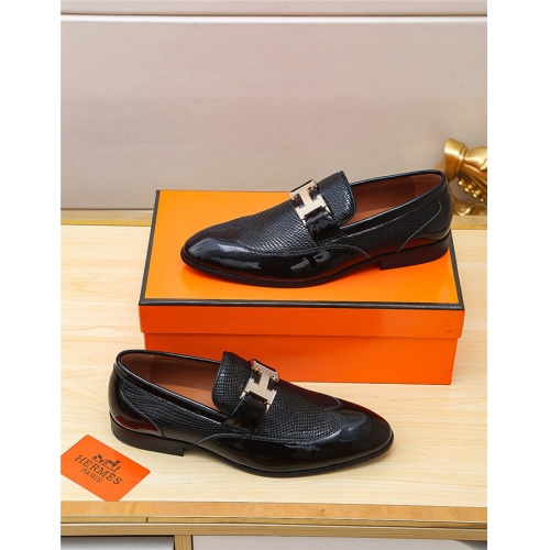 Replica Hermes Leather Shoes For Men #514524 $76.00 USD for Wholesale