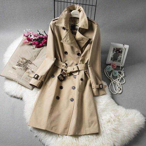 Burberry Trench Coat Long Sleeved For Women #941568 $128.00 USD, Wholesale Replica Burberry Trench Coat