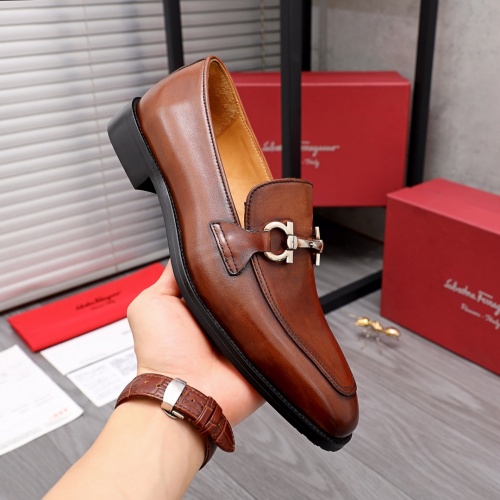 Replica Salvatore Ferragamo Leather Shoes For Men #961297 $82.00 USD for Wholesale