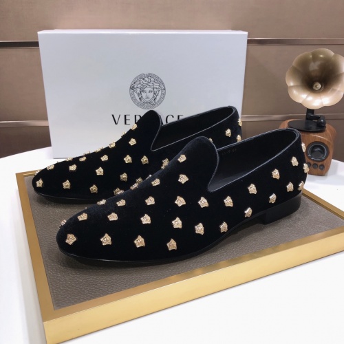 Versace Leather Shoes For Men #1001441 $88.00 USD, Wholesale Replica Versace Leather Shoes