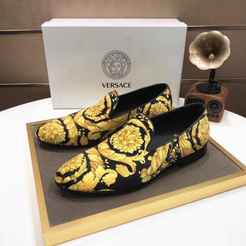 Versace Leather Shoes For Men #1001442 $85.00 USD, Wholesale Replica Versace Leather Shoes