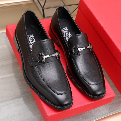 Replica Salvatore Ferragamo Leather Shoes For Men #1070458 $88.00 USD for Wholesale