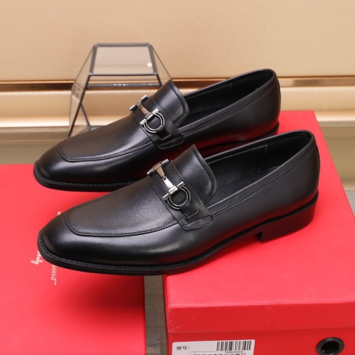 Replica Salvatore Ferragamo Leather Shoes For Men #1070458 $88.00 USD for Wholesale