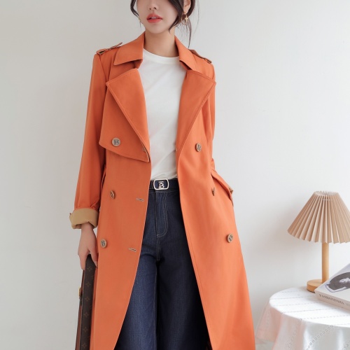 Replica Burberry Trench Coat Long Sleeved For Women #1187718 $160.00 USD for Wholesale