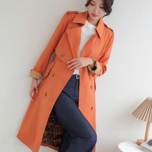 Replica Burberry Trench Coat Long Sleeved For Women #1187718 $160.00 USD for Wholesale