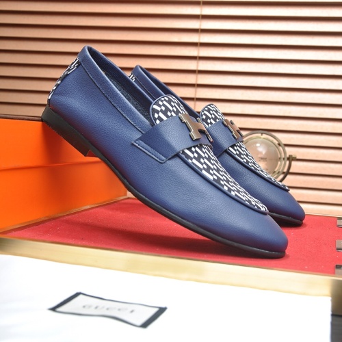 Replica Hermes Leather Shoes For Men #1207614 $100.00 USD for Wholesale