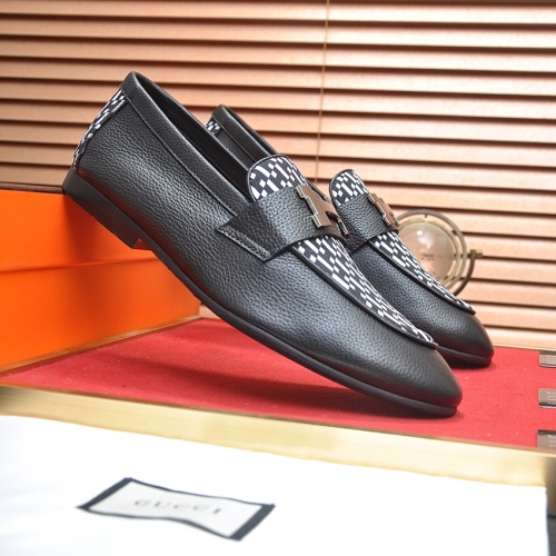 Replica Hermes Leather Shoes For Men #1207615 $100.00 USD for Wholesale