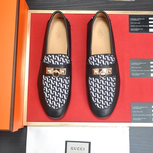 Replica Hermes Leather Shoes For Men #1207619 $100.00 USD for Wholesale