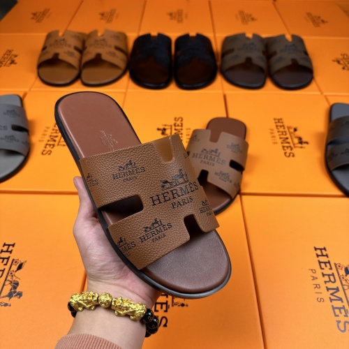 Replica Hermes Slippers For Men #1208494 $48.00 USD for Wholesale