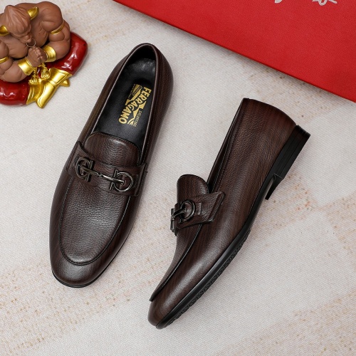 Replica Salvatore Ferragamo Leather Shoes For Men #1209499 $80.00 USD for Wholesale