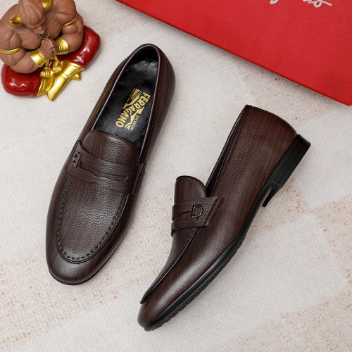 Replica Salvatore Ferragamo Leather Shoes For Men #1209510 $80.00 USD for Wholesale