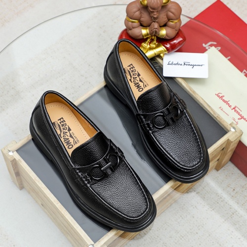 Replica Salvatore Ferragamo Leather Shoes For Men #1209531 $85.00 USD for Wholesale