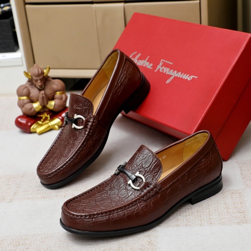 Replica Salvatore Ferragamo Leather Shoes For Men #1209563 $85.00 USD for Wholesale