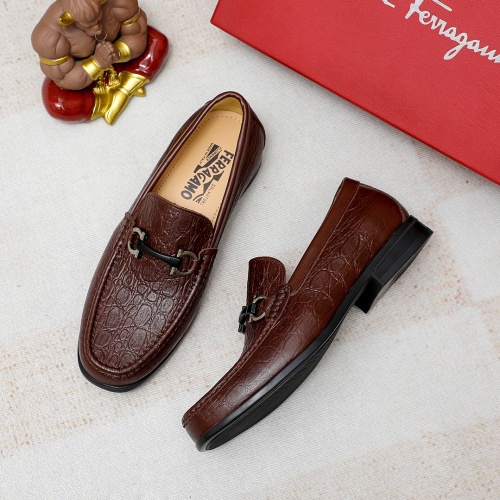 Replica Salvatore Ferragamo Leather Shoes For Men #1209563 $85.00 USD for Wholesale