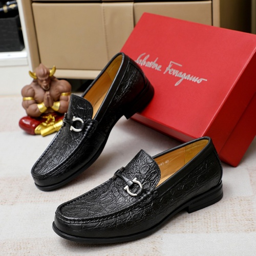 Replica Salvatore Ferragamo Leather Shoes For Men #1209564 $85.00 USD for Wholesale