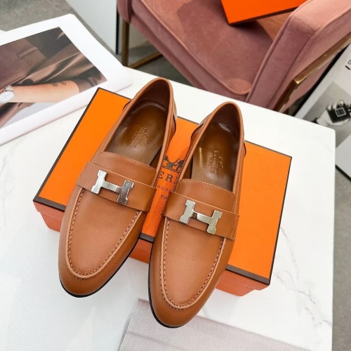 Replica Hermes Leather Shoes For Women #1210095 $96.00 USD for Wholesale