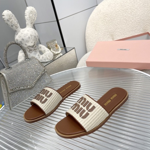 Replica MIU MIU Slippers For Women #1210195 $82.00 USD for Wholesale