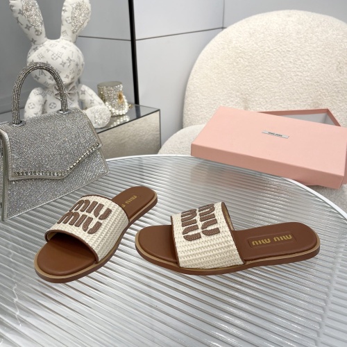 Replica MIU MIU Slippers For Women #1210195 $82.00 USD for Wholesale