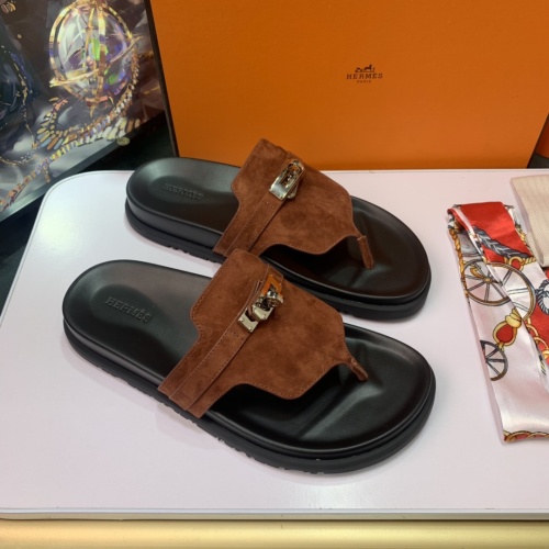 Replica Hermes Slippers For Men #1216683 $80.00 USD for Wholesale