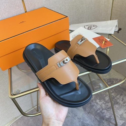 Replica Hermes Slippers For Men #1217271 $76.00 USD for Wholesale