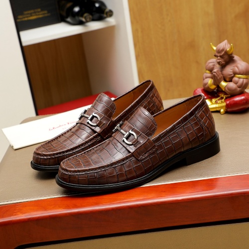 Replica Salvatore Ferragamo Leather Shoes For Men #1220605 $88.00 USD for Wholesale