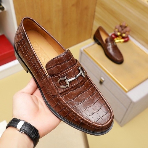 Replica Salvatore Ferragamo Leather Shoes For Men #1220605 $88.00 USD for Wholesale