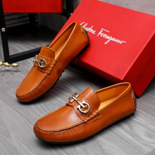 Replica Salvatore Ferragamo Leather Shoes For Men #1220981 $76.00 USD for Wholesale