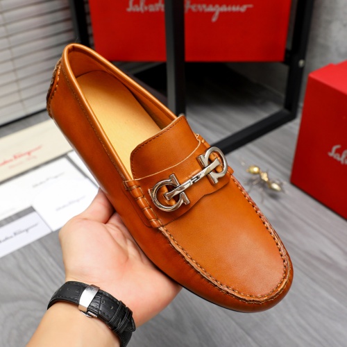 Replica Salvatore Ferragamo Leather Shoes For Men #1220981 $76.00 USD for Wholesale