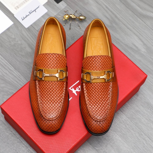 Replica Salvatore Ferragamo Leather Shoes For Men #1221003 $82.00 USD for Wholesale