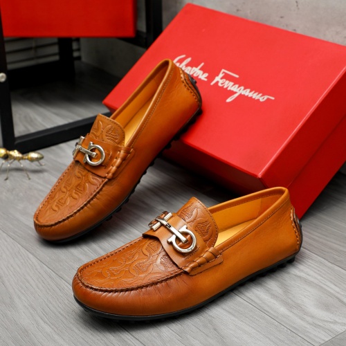 Replica Salvatore Ferragamo Leather Shoes For Men #1221231 $76.00 USD for Wholesale