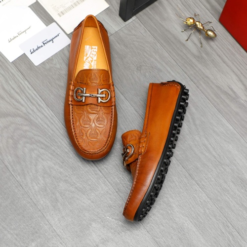 Replica Salvatore Ferragamo Leather Shoes For Men #1221231 $76.00 USD for Wholesale