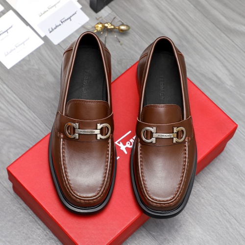 Replica Salvatore Ferragamo Leather Shoes For Men #1221272 $92.00 USD for Wholesale