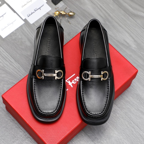 Replica Salvatore Ferragamo Leather Shoes For Men #1221273 $92.00 USD for Wholesale