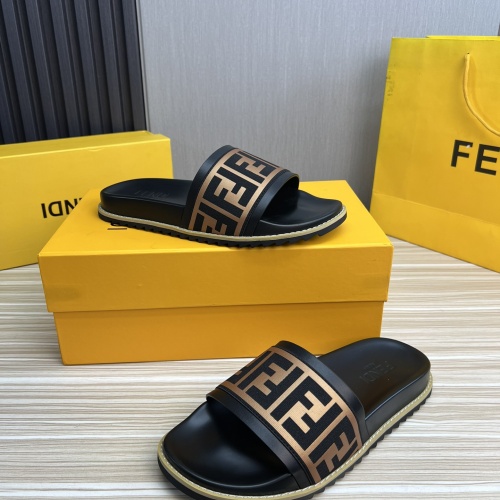 Replica Fendi Slippers For Men #1221383 $45.00 USD for Wholesale