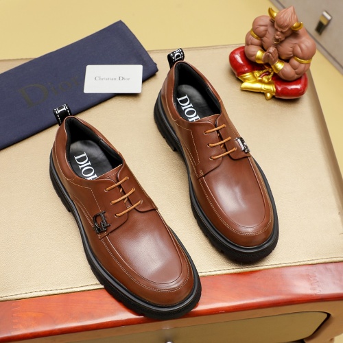 Replica Christian Dior Leather Shoes For Men #1221735 $92.00 USD for Wholesale