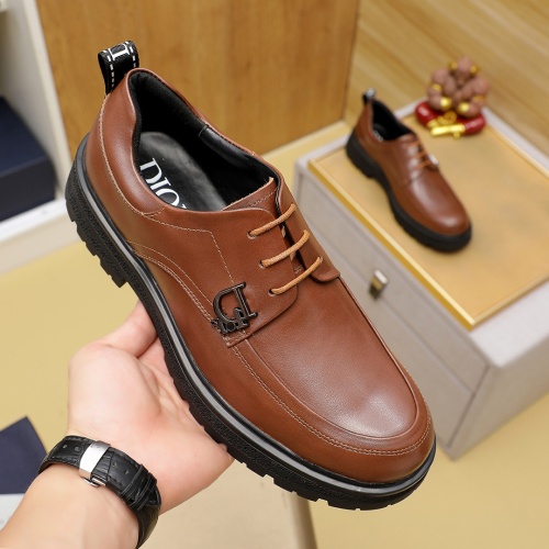 Replica Christian Dior Leather Shoes For Men #1221735 $92.00 USD for Wholesale