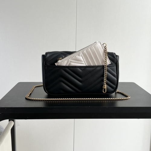 Replica Gucci GG Marmont Super Mini Bag Black Chevron Leather For Women #1225001 $80.00 USD for Wholesale