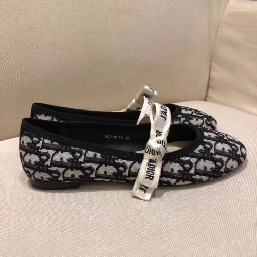 Replica Christian Dior Flat Shoes For Women #1225392 $85.00 USD for Wholesale