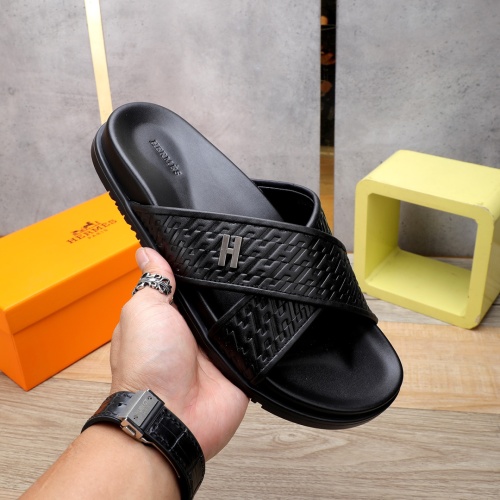 Replica Hermes Slippers For Men #1225629 $56.00 USD for Wholesale