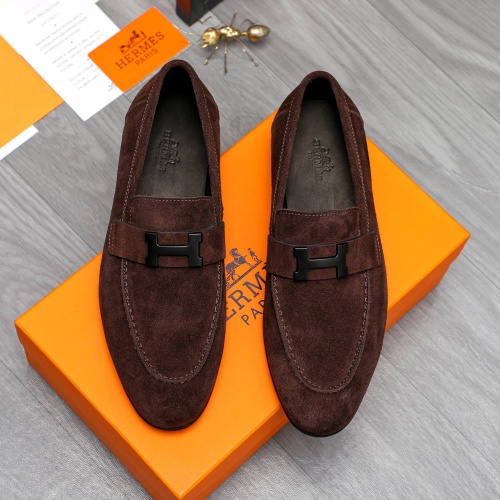 Replica Hermes Leather Shoes For Men #1225933 $92.00 USD for Wholesale