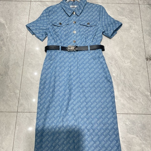 MIU MIU Dresses Short Sleeved For Women #1228706 $98.00 USD, Wholesale Replica MIU MIU Dresses