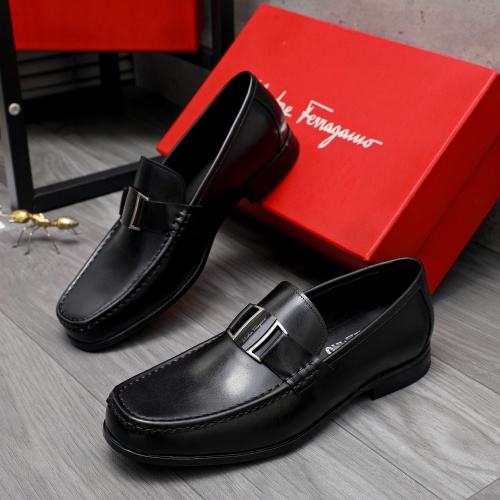 Replica Salvatore Ferragamo Leather Shoes For Men #1230365 $82.00 USD for Wholesale