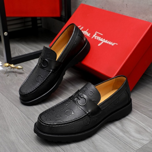 Replica Salvatore Ferragamo Leather Shoes For Men #1230372 $88.00 USD for Wholesale