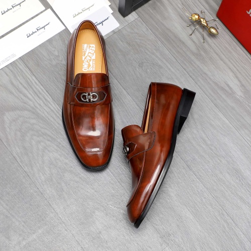 Replica Salvatore Ferragamo Leather Shoes For Men #1230848 $82.00 USD for Wholesale