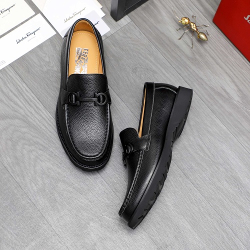 Replica Salvatore Ferragamo Leather Shoes For Men #1230855 $88.00 USD for Wholesale