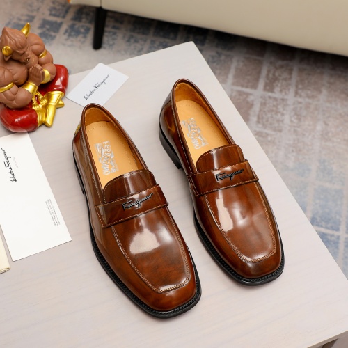 Replica Salvatore Ferragamo Leather Shoes For Men #1230863 $85.00 USD for Wholesale