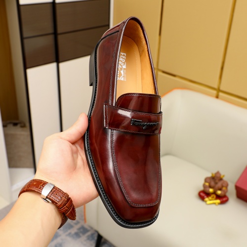 Replica Salvatore Ferragamo Leather Shoes For Men #1230865 $85.00 USD for Wholesale