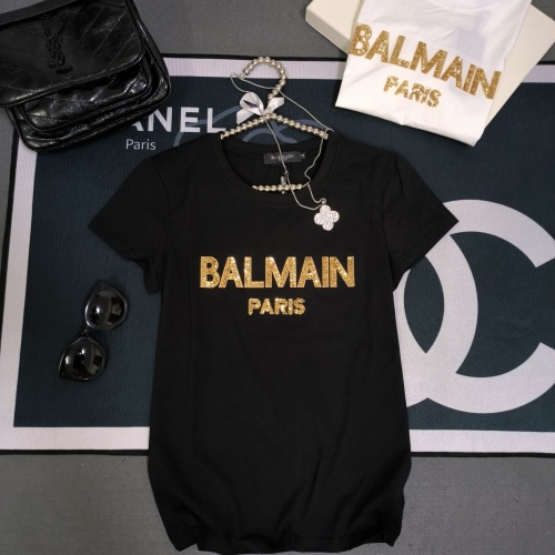 Balmain T-Shirts Short Sleeved For Women #1231028 $32.00 USD, Wholesale Replica Balmain T-Shirts