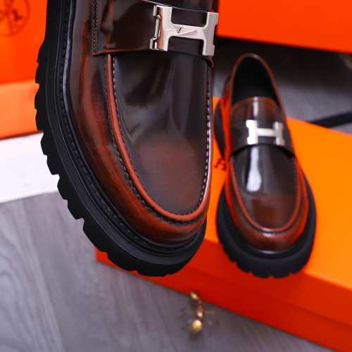 Replica Hermes Leather Shoes For Men #1231224 $118.00 USD for Wholesale