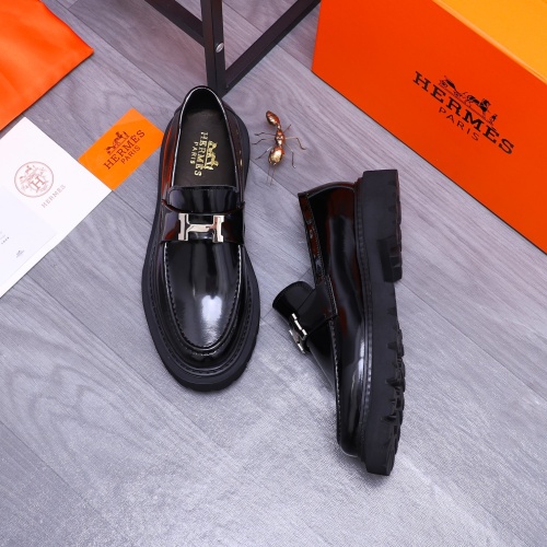 Replica Hermes Leather Shoes For Men #1231225 $118.00 USD for Wholesale